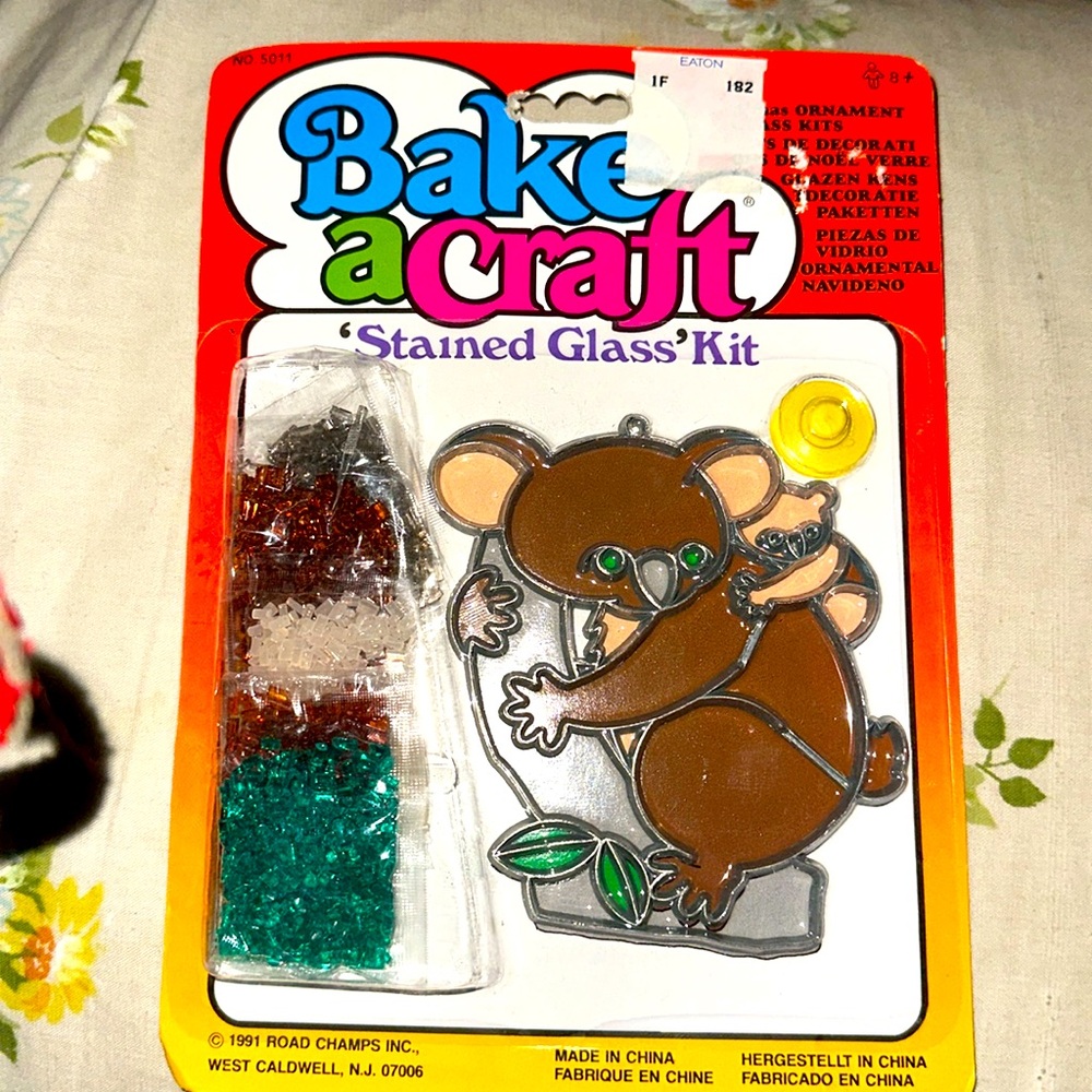 1991 Bake a Craft stained glass kit - Koala.  In original packaging